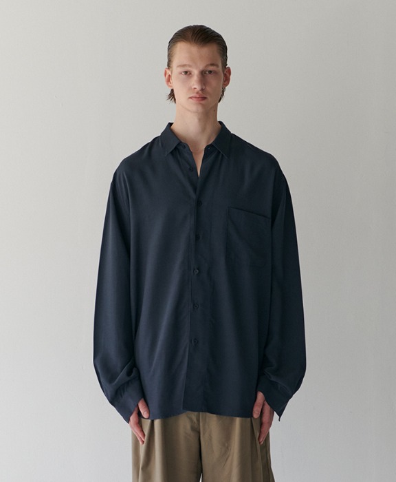 Silky Over-fit shirt - navy