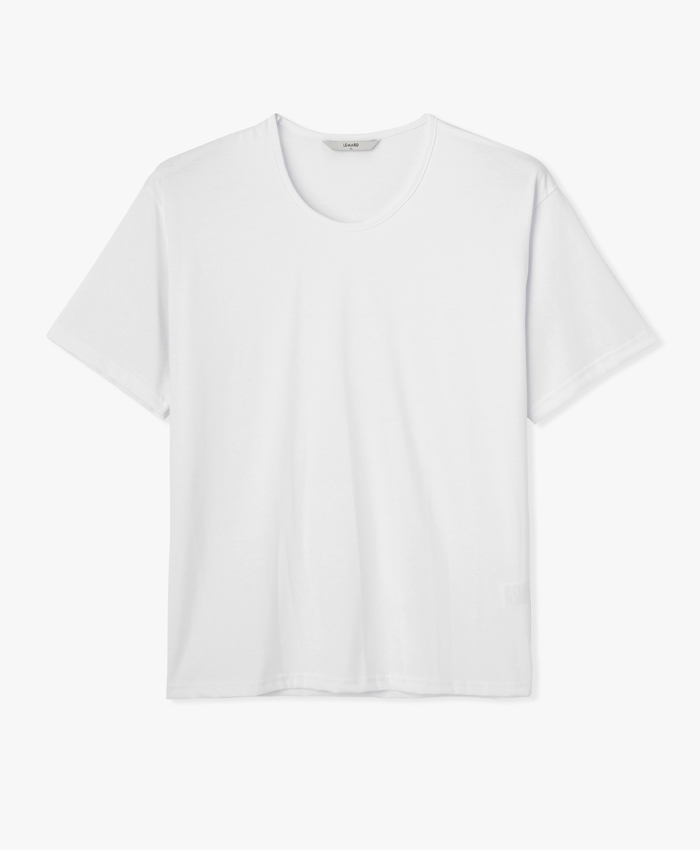U넥 실켓 세미오버핏 티셔츠 - 화이트