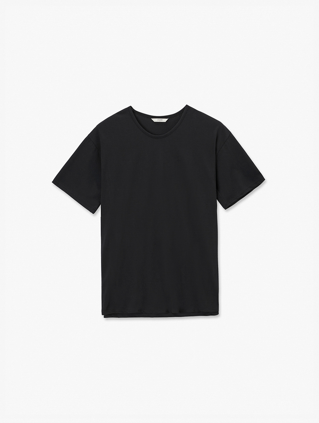 U넥 실켓 세미오버핏 티셔츠 - 블랙
