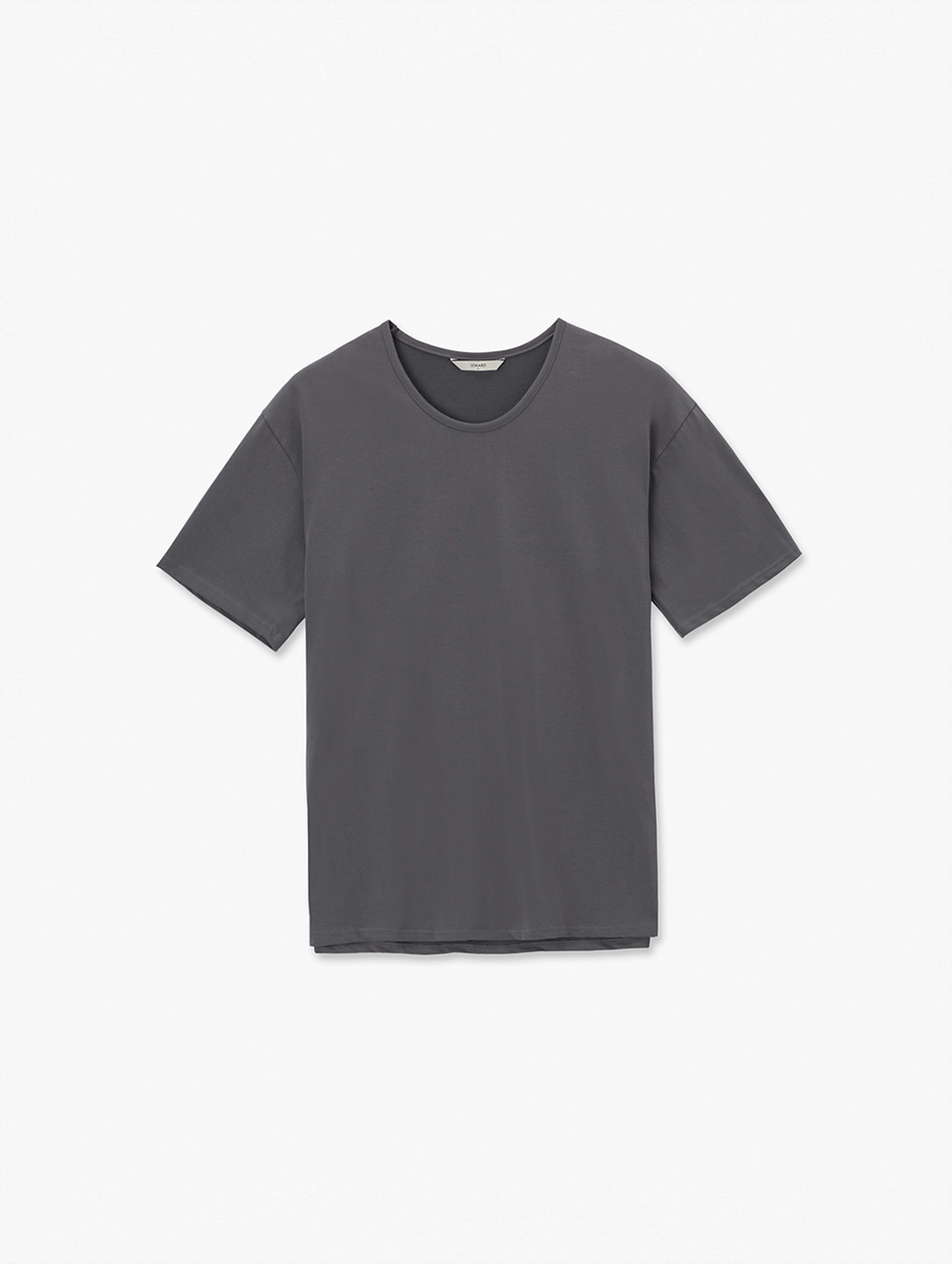 U넥 실켓 세미오버핏 티셔츠 - 차콜